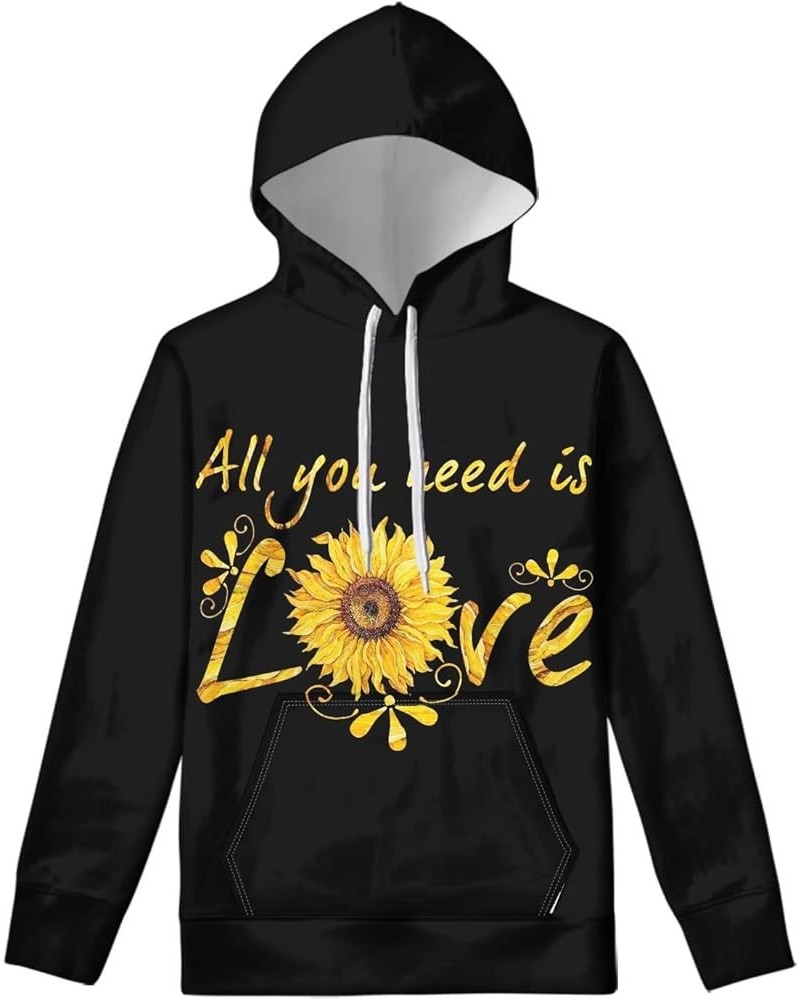 Women Casual Hoodie Long Sleeve Sweatshirt with Pocket Sunflowers and Love Patterns $8.54 Hoodies & Sweatshirts