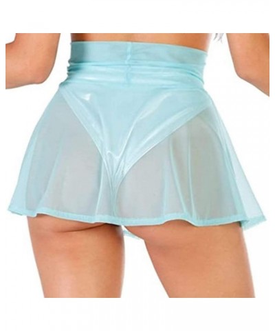 Women's Sexy Sheer Mesh Mini Skirts Swim Cover Ups Swimsuit See Through Bikini High Waist Casual Fit Short Skirts Blue $6.50 ...