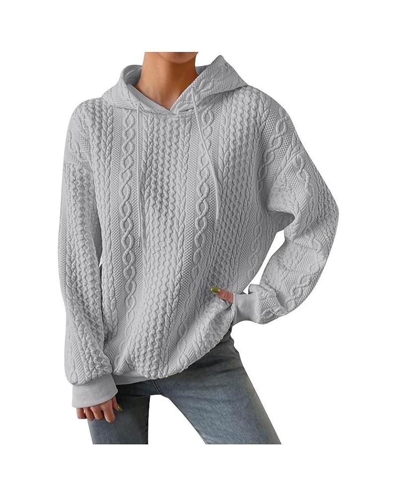 Womens Casual Solid Pullover Hoodies Long Sleeve Drawstring Lightweight Hooded Sweatshirt Loose Pullover Tops D Gray $9.07 Ho...