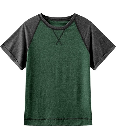 Women's Casual Short Sleeve T Shirts Crewneck Raglan Tees Side Split Summer Tunic Tops 2-green $12.74 T-Shirts