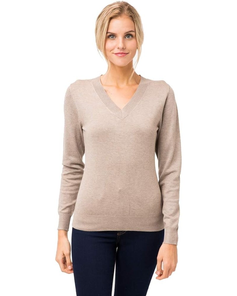 Soft Knit Pullover Sweater - V-Neck Casual Long Sleeve Camel $12.50 Sweaters