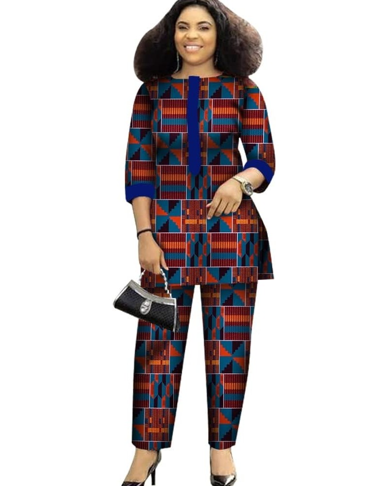 African Suit for Women Print Wax Plus Sizx 2 Piece of Top and Pant Sets Fashion Women in African Clothing T1 $33.50 Suits