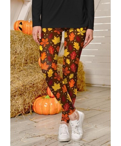 Thanksgiving Women Graphic Leggings Funny Stretchy Pants Fall Maple Leaf $13.86 Leggings