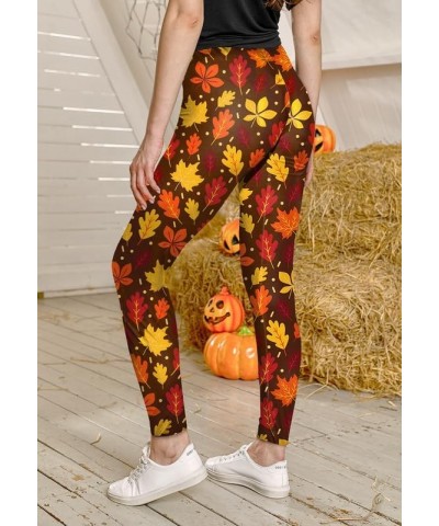 Thanksgiving Women Graphic Leggings Funny Stretchy Pants Fall Maple Leaf $13.86 Leggings