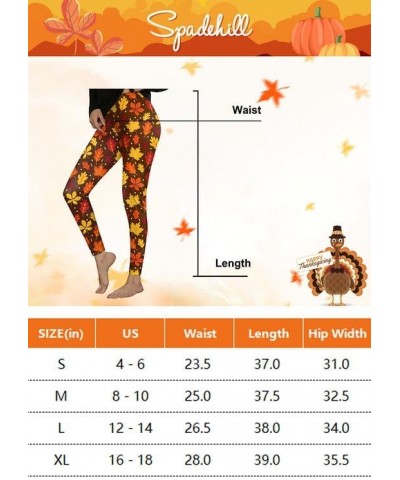 Thanksgiving Women Graphic Leggings Funny Stretchy Pants Fall Maple Leaf $13.86 Leggings