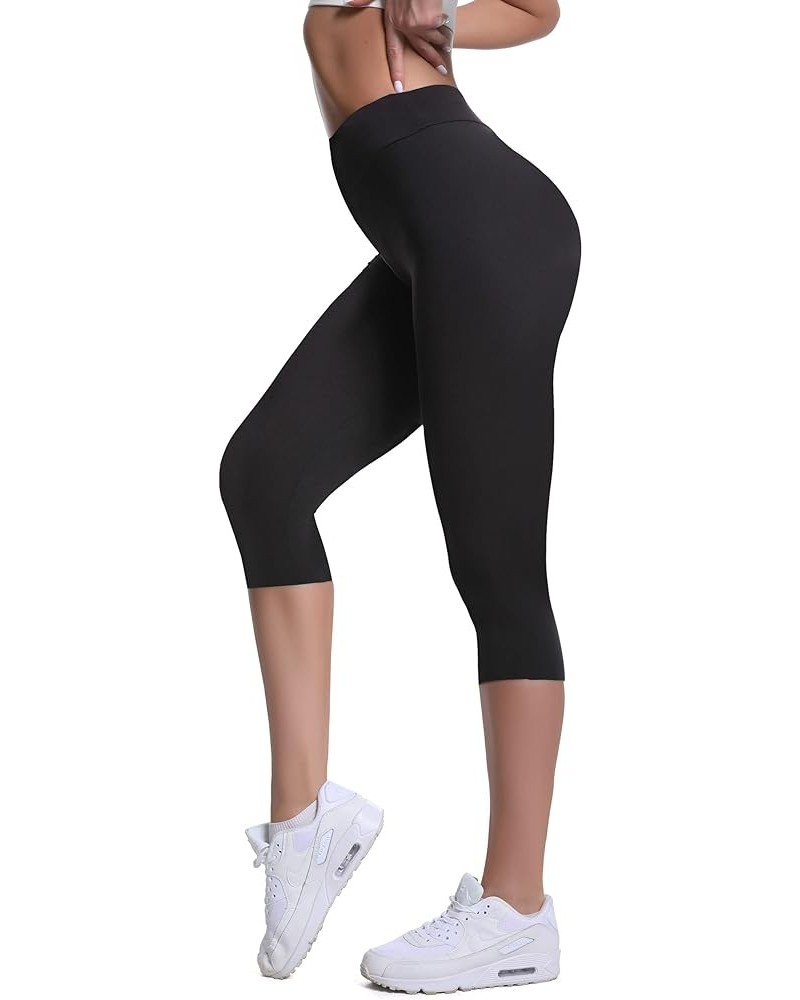 Buttery Soft High Waisted Capri Leggings for Women - Tummy Control, No See Through, Workout Yoga Pants Black $10.19 Leggings