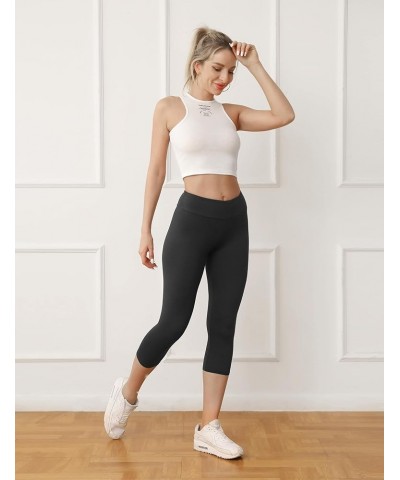 Buttery Soft High Waisted Capri Leggings for Women - Tummy Control, No See Through, Workout Yoga Pants Black $10.19 Leggings