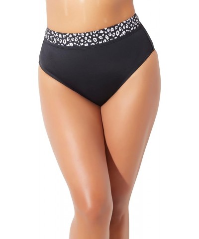 Women's Plus Size High Waist Bikini Bottom Black White Animal $13.17 Swimsuits