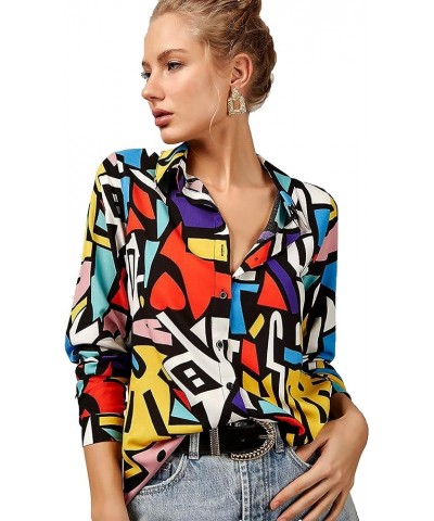 Blouses for Women Fashion, Long Sleeve Button Down Shirts Dressy Casual Tops Multicolor $12.00 Blouses