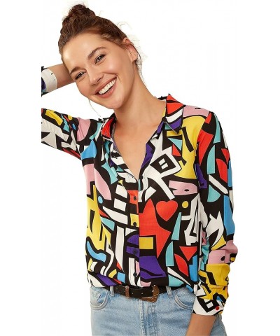 Blouses for Women Fashion, Long Sleeve Button Down Shirts Dressy Casual Tops Multicolor $12.00 Blouses