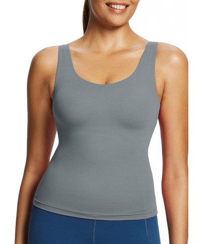 Freeleaf Women's Longline Sports Bra, Molded Cup Workout Tank Yoga Tops Built in Bra Athletic Camisole Dark Gray $16.81 Lingerie