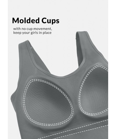 Freeleaf Women's Longline Sports Bra, Molded Cup Workout Tank Yoga Tops Built in Bra Athletic Camisole Dark Gray $16.81 Lingerie