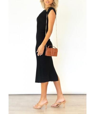 Women's Sleeveless High Slit Bodycon Causal Dress Summer Beach Party Vacation Tank Maxi Dresses Z Black $21.72 Dresses