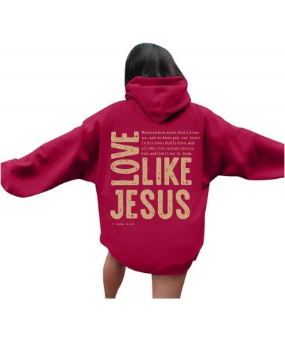 Christian Hoodies For Women Love Like Jesus Letter Graphic Bible Verse Oversized Long Sleeve Jesus Faith Sweatshirts Pullover...