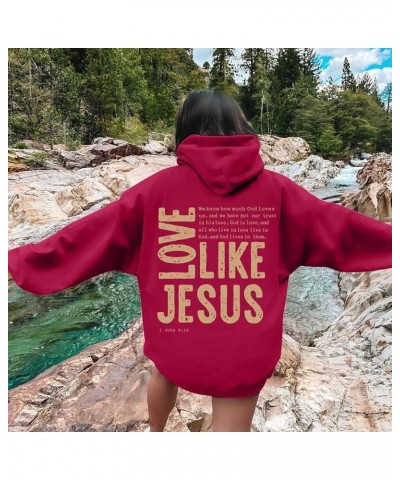 Christian Hoodies For Women Love Like Jesus Letter Graphic Bible Verse Oversized Long Sleeve Jesus Faith Sweatshirts Pullover...