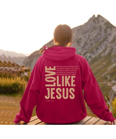 Christian Hoodies For Women Love Like Jesus Letter Graphic Bible Verse Oversized Long Sleeve Jesus Faith Sweatshirts Pullover...