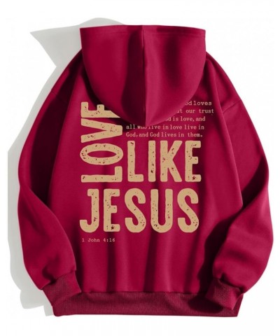 Christian Hoodies For Women Love Like Jesus Letter Graphic Bible Verse Oversized Long Sleeve Jesus Faith Sweatshirts Pullover...