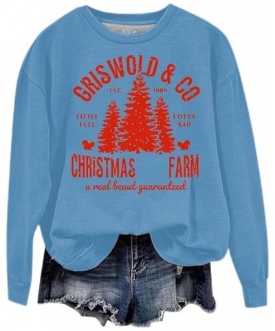 Sweatshirts for Women Oversized Fleece Christmas Pattern Long Sleeve Crewneck Pullover Tops Winter Shirts Aasky Blue $5.59 Sh...