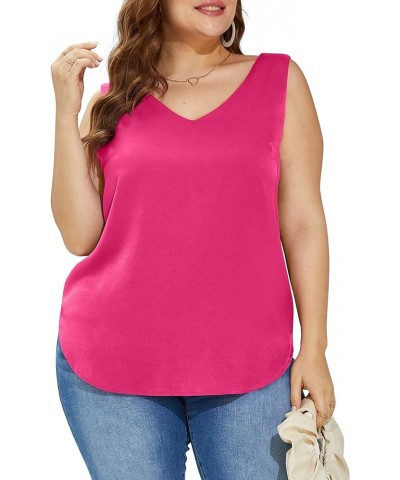 Womens Tank Tops V Neck Silk Satin Blouses Sleeveless Camisole Tank Top Summer Tops 106-wineberry $8.24 Tanks