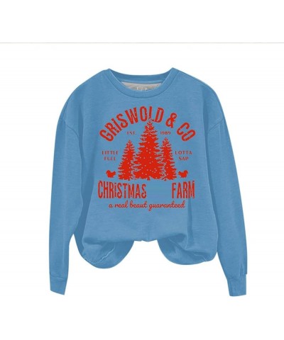 Sweatshirts for Women Oversized Fleece Christmas Pattern Long Sleeve Crewneck Pullover Tops Winter Shirts Aasky Blue $5.59 Sh...