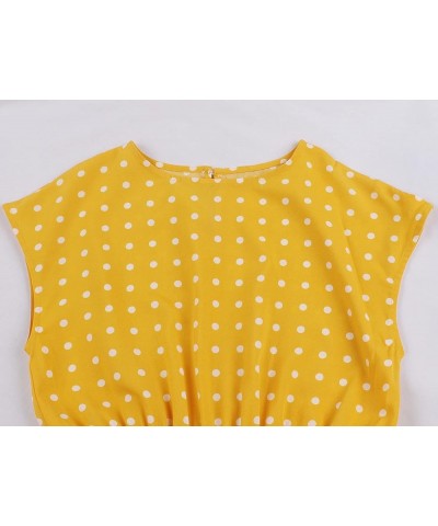 Women's Swing Flowy 1940s 1950s Pleated Vintage Dress Yellow $14.27 Dresses