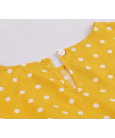 Women's Swing Flowy 1940s 1950s Pleated Vintage Dress Yellow $14.27 Dresses