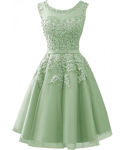 Short Prom Dress Tulle Cocktail Dresses Junior Homecoming Dresses Appliques Bridesmaid Dress Grass Green $38.50 Dresses