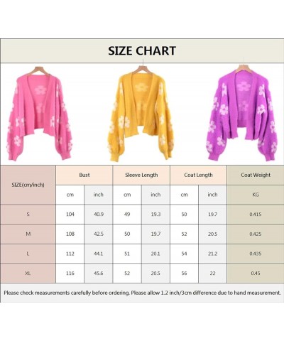 Women's Flower Long Sleeve Open Front Short Cardigan Casual Loose V Neck Down Knit Cardigan Sweaters Outwear Orange $19.20 Sw...