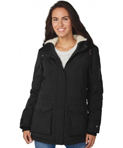 Womens Cascade Canvas Long Anorak Jacket Black $50.58 Jackets