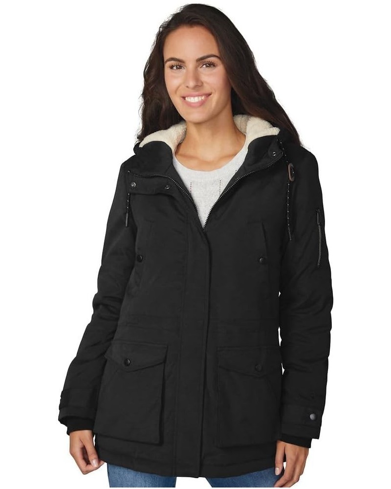 Womens Cascade Canvas Long Anorak Jacket Black $50.58 Jackets