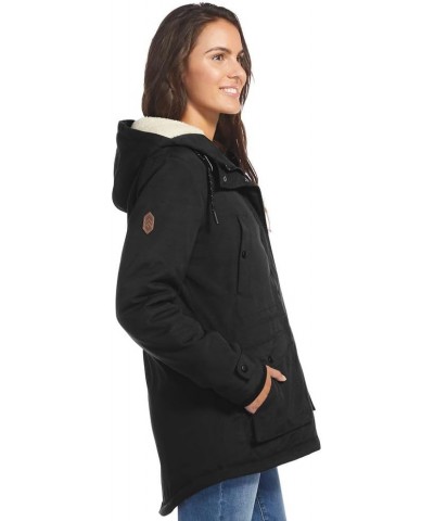 Womens Cascade Canvas Long Anorak Jacket Black $50.58 Jackets