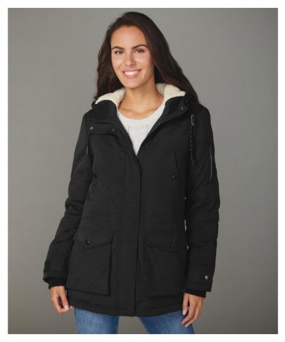 Womens Cascade Canvas Long Anorak Jacket Black $50.58 Jackets