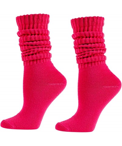 Women Girls Slouchy Socks, Slouch Socks Scrunch Socks Scrunchie Socks for Spring Summer,2 Pairs Pink+rosered $9.50 Activewear