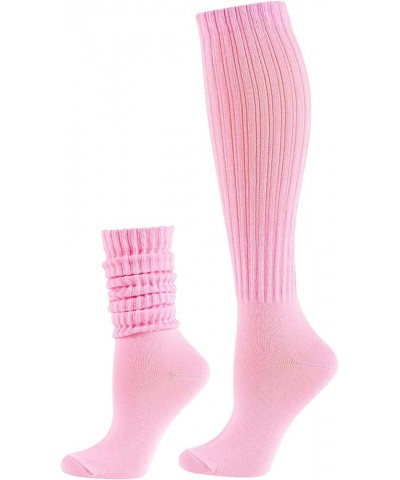 Women Girls Slouchy Socks, Slouch Socks Scrunch Socks Scrunchie Socks for Spring Summer,2 Pairs Pink+rosered $9.50 Activewear