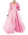 Long Puffy Sleeve Prom Dresses Princess Ball Gown for Women Satin Formal Party Wedding Evening Dress Pink $37.74 Dresses