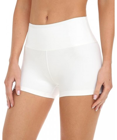 Spandex Biker Yoga Shorts Women, 3'' / 5'' / 10'' High Waisted Booty Workout Shorts 3 inch White $7.94 Activewear