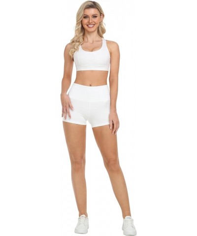 Spandex Biker Yoga Shorts Women, 3'' / 5'' / 10'' High Waisted Booty Workout Shorts 3 inch White $7.94 Activewear