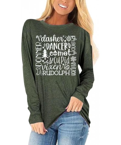 Womens Long Sleeve Christmas Graphic Tees Casual Letter Printed T-Shirts Tops 106-5 $13.24 T-Shirts