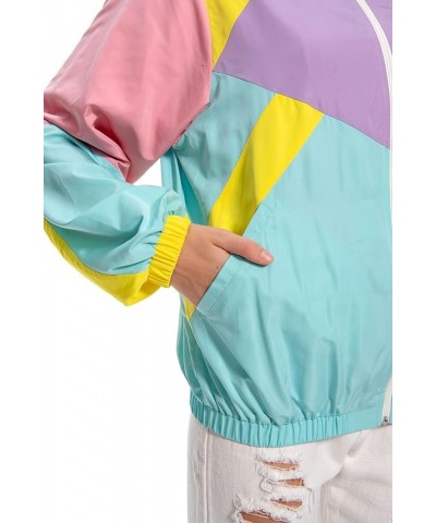 Women 80s Sportswear Set Colorblock Sweat Suit Retro Tracksuit Jacket Hip Hop Windbreaker Rave Track Suit Pink Hoodie $10.75 ...