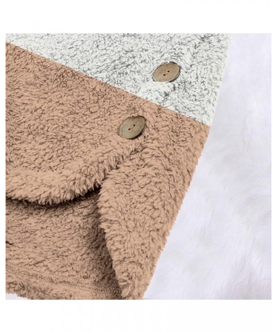 Fleece Jacket Women,Warm Winter Plus Size Cute Button Down Hooded Tops Teddy Coat Outerwear with Pockets B-gray $10.56 Coats