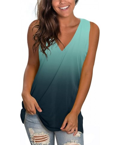 Women's Summer Tank Tops Basic Tanks V Neck Sleeveless T Shirts Side Split 133-tank Omblue $10.59 Tanks