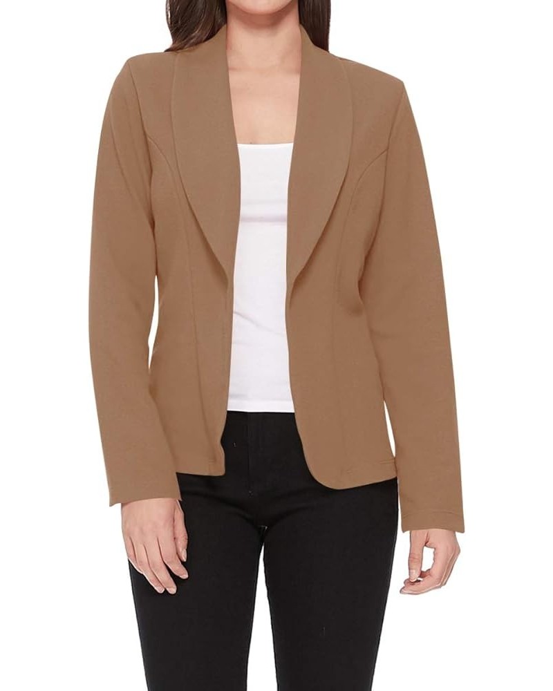 Women's Casual Long Sleeves Open Front Basic Lightweight Solid Blazer Jacket S-3XL Hbl00865 Mocha $10.38 Blazers