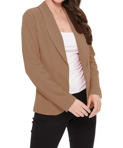 Women's Casual Long Sleeves Open Front Basic Lightweight Solid Blazer Jacket S-3XL Hbl00865 Mocha $10.38 Blazers