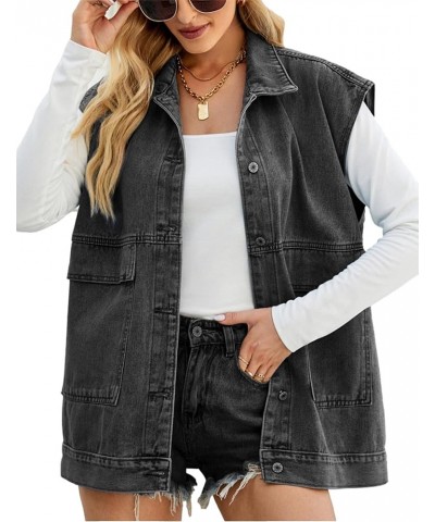 Aztec Denim Jacket Shacket for Women Button Down Vintage Distressed Blue Jean Jacket 02 Black $22.71 Jackets