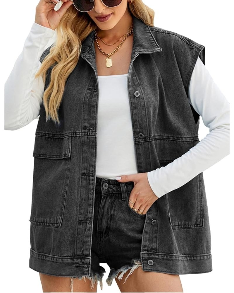 Aztec Denim Jacket Shacket for Women Button Down Vintage Distressed Blue Jean Jacket 02 Black $22.71 Jackets