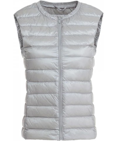 Women Puffer Vest Jacket Womens Plus Size Puffer Vest Plus Size Women Puffer Vest Women Puffer Vest with Snaps Grey $12.01 Vests