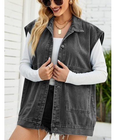 Aztec Denim Jacket Shacket for Women Button Down Vintage Distressed Blue Jean Jacket 02 Black $22.71 Jackets