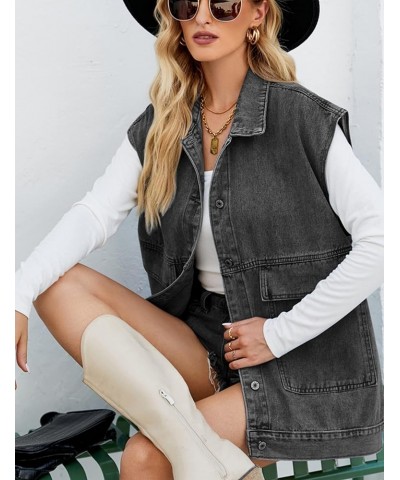 Aztec Denim Jacket Shacket for Women Button Down Vintage Distressed Blue Jean Jacket 02 Black $22.71 Jackets