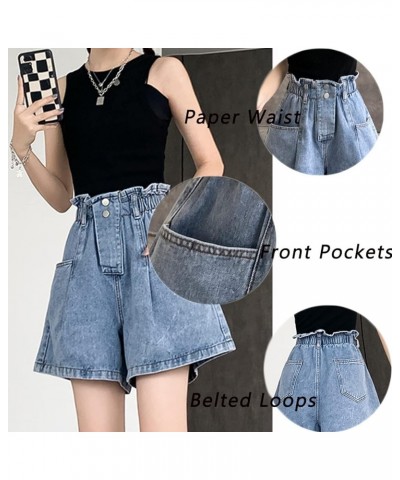 Jean Shorts for Women High Waist Vintage Color Block Denim Shorts Summer Short Jeans with Pockets Ff-blue $11.21 Shorts