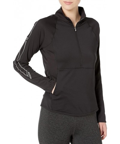 Women's Lightweight 50+ UPF Jersey Pennant Sport 3/4 Zip Pullover Black $38.37 Hoodies & Sweatshirts